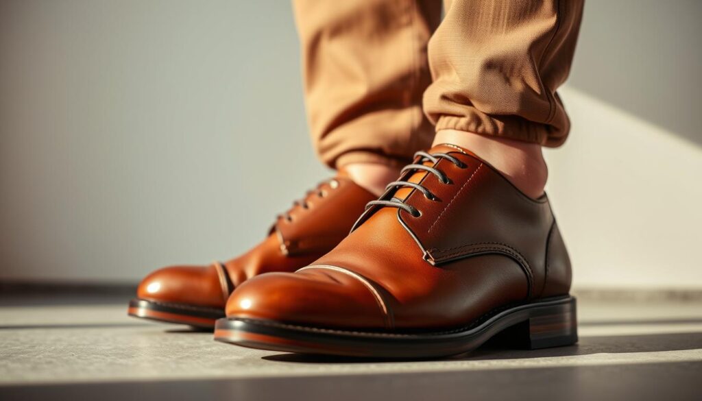 A beautifully crafted, high-quality pair of Aldo leather shoes in a warm, burnished brown hue. Illuminated by soft, diffused natural lighting, the shoes are showcased against a muted, minimalist background that allows their elegant design and fine craftsmanship to take center stage. The camera captures the shoes from a low, eye-level perspective, emphasizing their sturdy yet refined silhouette and the supple texture of the leather. The overall mood is one of understated sophistication, inviting the viewer to closely examine the shoes' well-proportioned shape, thoughtful stitching, and subtle branding details that speak to Aldo's attention to quality and value. A beautifully crafted, high-quality pair of Aldo leather shoes in a warm, burnished brown hue. Illuminated by soft, diffused natural lighting, the shoes are showcased against a muted, minimalist background that allows their elegant design and fine craftsmanship to take center stage. The camera captures the shoes from a low, eye-level perspective, emphasizing their sturdy yet refined silhouette and the supple texture of the leather. The overall mood is one of understated sophistication, inviting the viewer to closely examine the shoes' well-proportioned shape, thoughtful stitching, and subtle branding details that speak to Aldo's attention to quality and value.