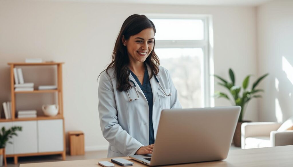 A clinical psychologist stands in a minimalist office, bathed in soft, natural light filtering through a large window. The room is tastefully decorated with modern furnishings, creating a serene and professional atmosphere. The psychologist's attentive gaze and warm expression convey a sense of empathy and understanding. In the foreground, a desk displays a laptop and a few carefully placed office supplies, hinting at the psychologist's daily tasks and responsibilities. The background features a modern, muted color palette, allowing the focal point to remain on the psychologist's presence and the calm, therapeutic environment. A clinical psychologist stands in a minimalist office, bathed in soft, natural light filtering through a large window. The room is tastefully decorated with modern furnishings, creating a serene and professional atmosphere. The psychologist's attentive gaze and warm expression convey a sense of empathy and understanding. In the foreground, a desk displays a laptop and a few carefully placed office supplies, hinting at the psychologist's daily tasks and responsibilities. The background features a modern, muted color palette, allowing the focal point to remain on the psychologist's presence and the calm, therapeutic environment.