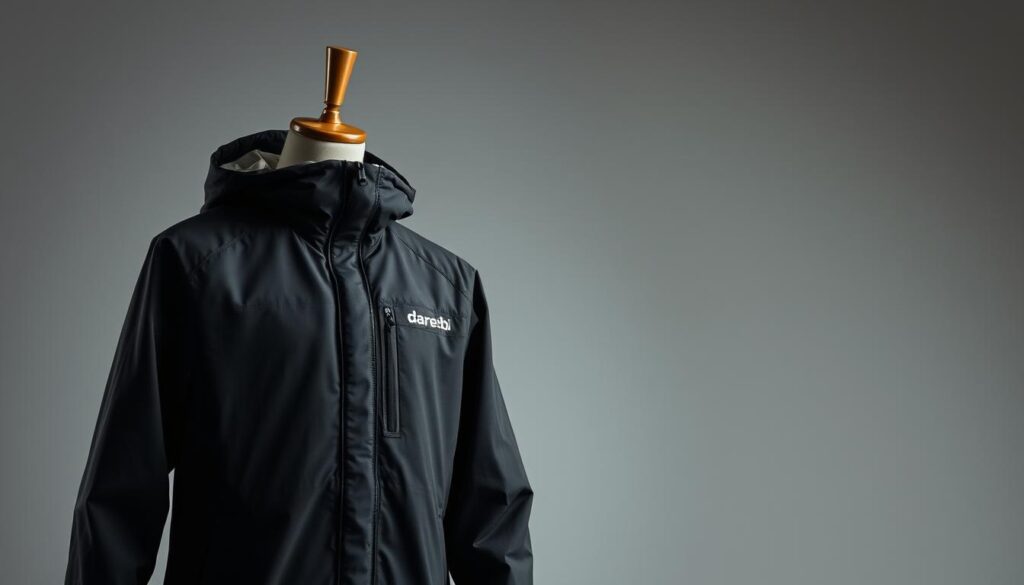 A high-quality product shot of the Dare2b outdoor clothing line, featuring a close-up view of a durable, well-constructed jacket. The garment is displayed against a plain, subtly-lit backdrop, with a soft, even lighting that accentuates the texture and details of the fabric. The camera angle is slightly elevated, creating a sense of authority and showcasing the jacket's premium construction. The overall mood is one of professionalism and confidence, inviting the viewer to closely examine the quality and craftsmanship of the Dare2b brand. A high-quality product shot of the Dare2b outdoor clothing line, featuring a close-up view of a durable, well-constructed jacket. The garment is displayed against a plain, subtly-lit backdrop, with a soft, even lighting that accentuates the texture and details of the fabric. The camera angle is slightly elevated, creating a sense of authority and showcasing the jacket's premium construction. The overall mood is one of professionalism and confidence, inviting the viewer to closely examine the quality and craftsmanship of the Dare2b brand.