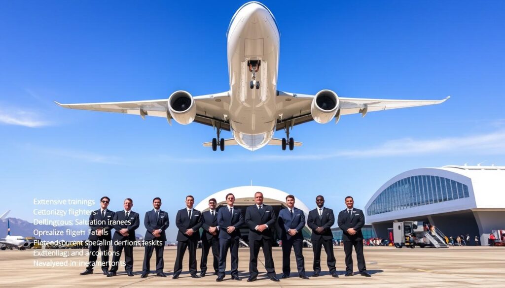 A large commercial airliner soaring through a clear blue sky, its sleek fuselage and powerful engines gleaming in the bright sunlight. In the foreground, a squadron of pilots stand before a hangar, their crisp uniforms and confident expressions conveying the rigorous training and expertise required to operate such complex aircraft. The mid-ground features a detailed list of the qualifications and certifications necessary to become a commercial airline pilot, including extensive flight hours, specialized licenses, and advanced navigation skills. The background depicts a modern airport terminal, bustling with activity as passengers board and disembark, underscoring the importance of the pilots' role in ensuring safe and efficient air travel. A large commercial airliner soaring through a clear blue sky, its sleek fuselage and powerful engines gleaming in the bright sunlight. In the foreground, a squadron of pilots stand before a hangar, their crisp uniforms and confident expressions conveying the rigorous training and expertise required to operate such complex aircraft. The mid-ground features a detailed list of the qualifications and certifications necessary to become a commercial airline pilot, including extensive flight hours, specialized licenses, and advanced navigation skills. The background depicts a modern airport terminal, bustling with activity as passengers board and disembark, underscoring the importance of the pilots' role in ensuring safe and efficient air travel.