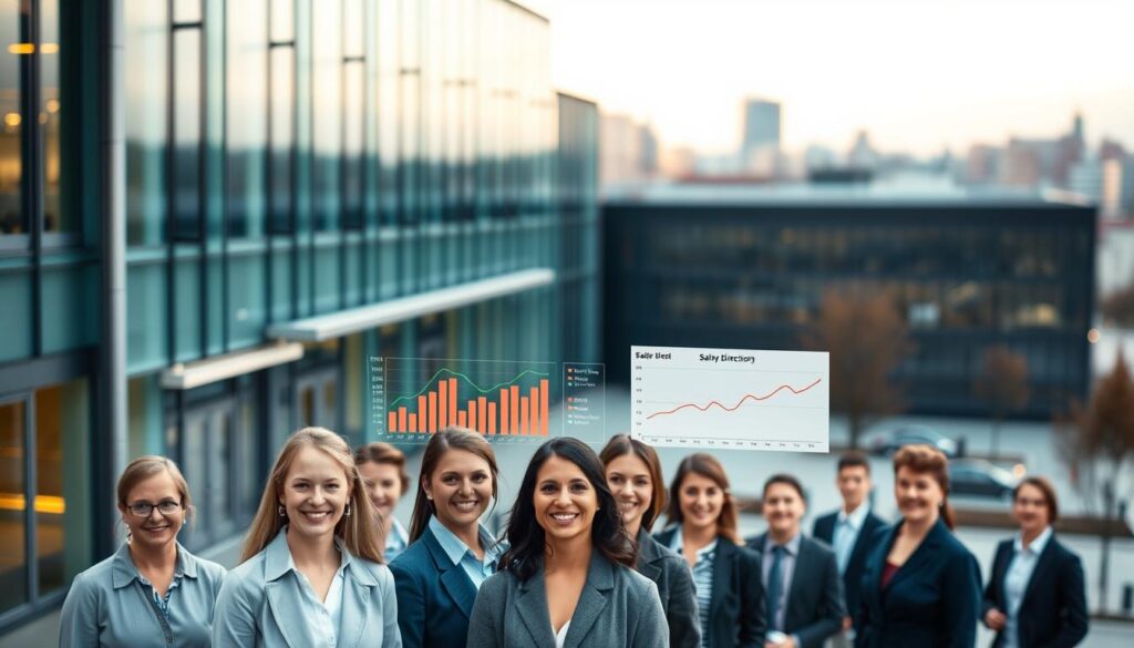 A panoramic view of a modern school building, its facade adorned with sleek glass and steel. In the foreground, a group of smiling school administrators in professional attire, their body language conveying a sense of authority and expertise. The middle ground showcases a series of charts and graphs, visually representing the current salary data for school directors across the country. The background is a softly blurred cityscape, hinting at the urban environment in which these educational institutions operate. The lighting is warm and inviting, creating an atmosphere of professionalism and transparency. The overall composition emphasizes the importance of understanding the current state of school director compensation in Poland. A panoramic view of a modern school building, its facade adorned with sleek glass and steel. In the foreground, a group of smiling school administrators in professional attire, their body language conveying a sense of authority and expertise. The middle ground showcases a series of charts and graphs, visually representing the current salary data for school directors across the country. The background is a softly blurred cityscape, hinting at the urban environment in which these educational institutions operate. The lighting is warm and inviting, creating an atmosphere of professionalism and transparency. The overall composition emphasizes the importance of understanding the current state of school director compensation in Poland.